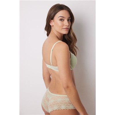 GORGEOUS Sujetador push up relleno encaje tul plumeti verde