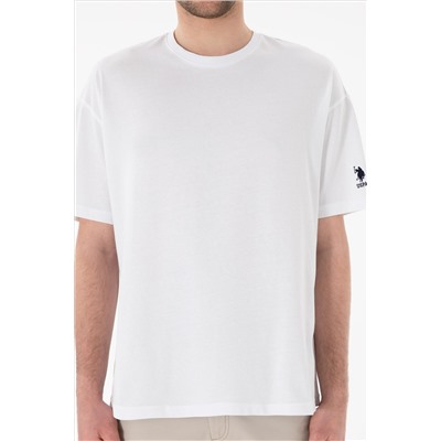 Erkek Oversize Fit Bisiklet Yaka Beyaz Tişört