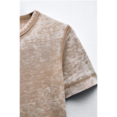 SLUB KNIT DEVORÉ FADED-EFFECT T-SHIRT