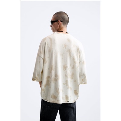 TIE-DYE RIPPED KNIT T-SHIRT