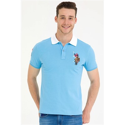 Erkek Turkuaz Basic Polo Yaka Tişört