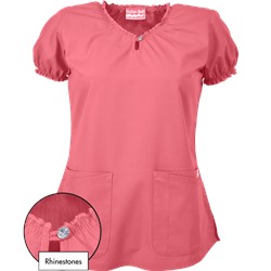 Butter-Soft Scrubs by UA™ Keyhole Neck Top w/ Rhinestone Detail