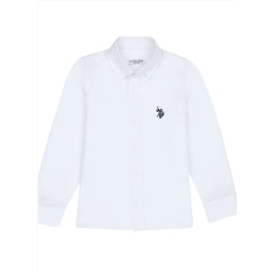 Erkek Çocuk Beyaz Uzun Kollu Basic Gömlek