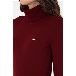 Kadın Bordo Balıkçı Yaka Sweatshirt