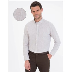 Bej Regular Fit Uzun Kollu Gömlek