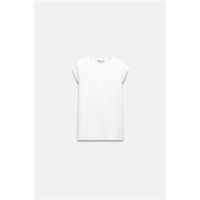 V-NECK COTTON T-SHIRT