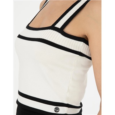 Beyaz Crop Top Triko Bluz