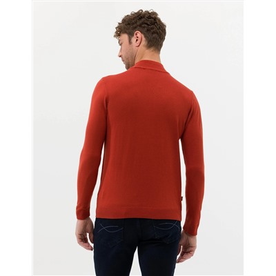 Kiremit Slim Fit Yarım Balıkçı Basic Triko Kazak