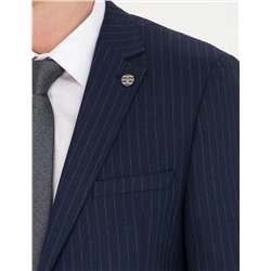 Lacivert Ekstra Slim Fit Çizgili Takım Elbise