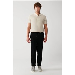 Avva Erkek Siyah Beli Lastikli Bağcıklı Örme Relaxed Fit Rahat Kesim Jogger Pantolon A31y3027 A31Y3027