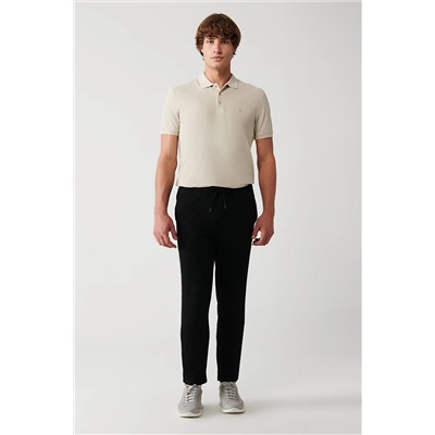 Avva Erkek Siyah Beli Lastikli Bağcıklı Örme Relaxed Fit Rahat Kesim Jogger Pantolon A31y3027 A31Y3027