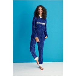 SEBOTEKS Lover Fitilli Polar Kapüşonlu Kadın Pijama Takımı 16209 SBT16209