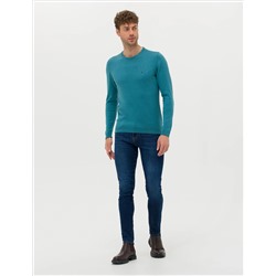 Petrol Slim Fit Bisiklet Yaka Basic Triko Kazak