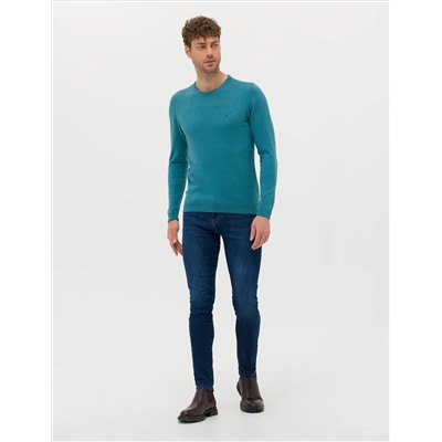 Petrol Slim Fit Bisiklet Yaka Basic Triko Kazak