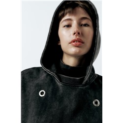 FADED-EFFECT RING HOODIE