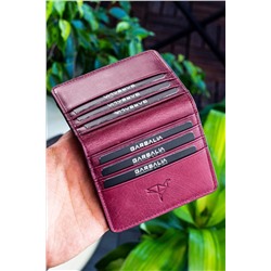 Garbalia, Bordo Canvas Vintage Deri Kartlık Cüzdan