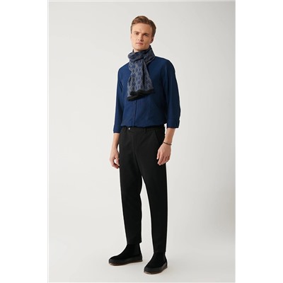 Avva Erkek Siyah Yanı Lastikli Fleto Cep Fermuar Detaylı Slim Fit Örme Chino Pantolon A32Y3053