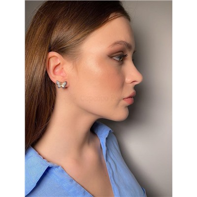 Серьги из золочёного серебра с фианитами 925 пробы п2-440-2з208
