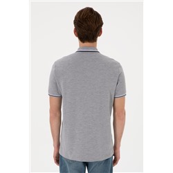 Erkek Regular Fit Polo Yaka Gri Melanj Basic Tişört