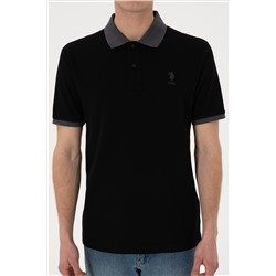 Erkek Regular Fit Polo Yaka Siyah Basic Tişört