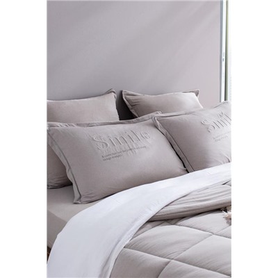 Bobigny Tek Kişilik Pamuklu SuperSoft Comforter Set - Açık Gri