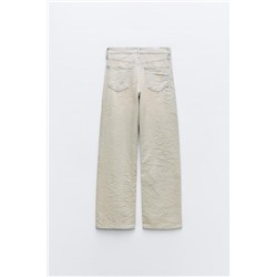 FEW ITEMS LEFT TRF CREASED-EFFECT COATED MID-RISE JEANS