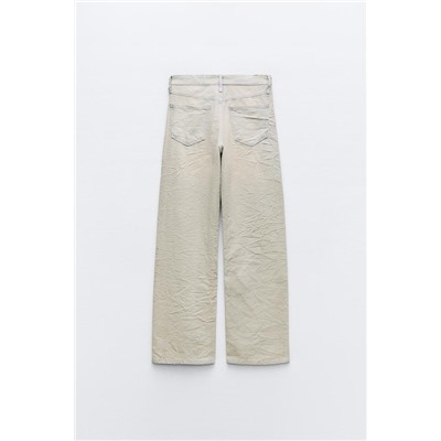 FEW ITEMS LEFT TRF CREASED-EFFECT COATED MID-RISE JEANS