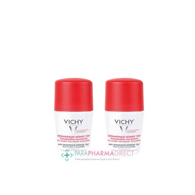 Vichy Déodorant Détranspirant Intensif 72h Transpiration Excessive Bille 2x50mlLot  × 2
