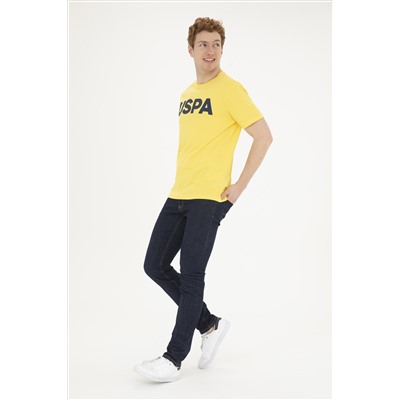 Erkek Regular Fit Bisiklet Yaka Sarı Basic Tişört