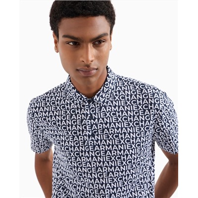 REGULAR FIT COTTON POLO WITH ALLOVER LOGO