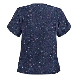 UA Soft Stitch Navy Print Scrub Top