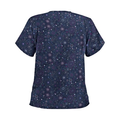 UA Soft Stitch Navy Print Scrub Top