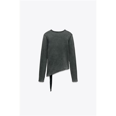 BELTED RIBBED T-SHIRT