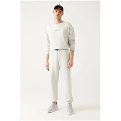Avva Gri Beli Bağcıklı Paçası Lastikli Pamuklu Nefes Alan Comfort Fit Baskılı Jogger Eşofman Altı A31Y3418