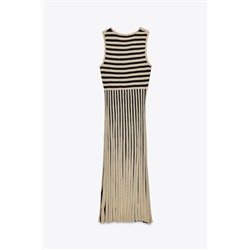 STRIPED MIDI DRESS