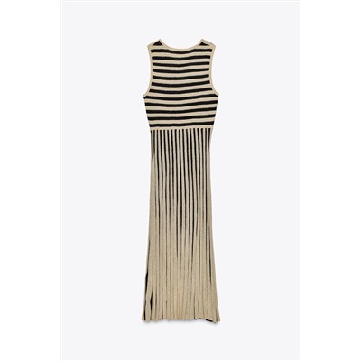 STRIPED MIDI DRESS