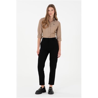 Kadın Siyah Carrot Hight Waist Fit Kanvas Pantolon