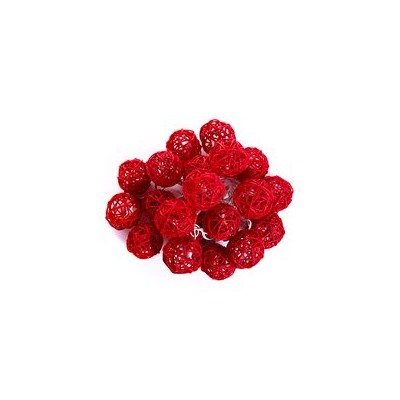 Тайская гирлянда из ротанговых шариков красная / Lightening balls rattan red