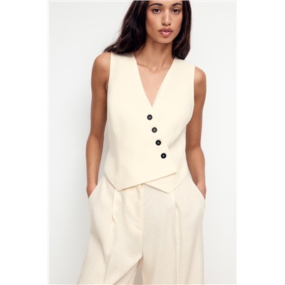LINEN BLEND WAISTCOAT JUMPSUIT