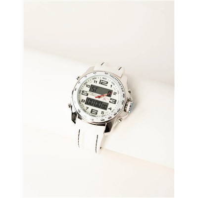 MEN'S WHITE STRAP ANA DIGI SPORTS WATCH