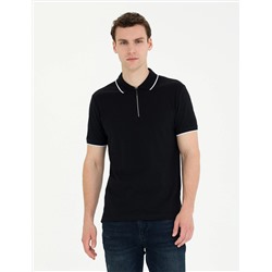 Siyah Slim Fit Polo Yaka Tişört