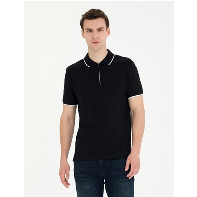 Siyah Slim Fit Polo Yaka Tişört