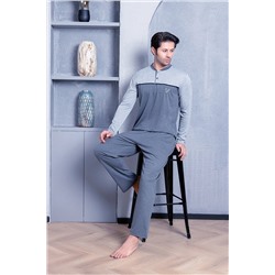 AHENGİM Erkek Pijama Takımı Interlok Önü Parçalı Pamuklu Mevsimlik M70032265 1-2-10001208