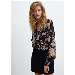 Blusa manga abullonada estampada