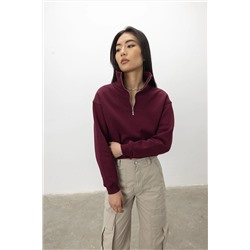 TUBİAKadın Şardonlu Yarım Balıkçı Yaka Yarım Fermuarlı Sweatshirt