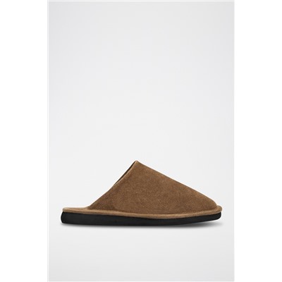 Zapatillas de casa forradas de nobuk Marrón
