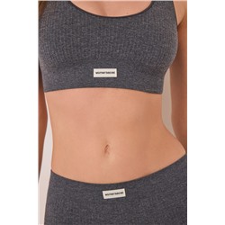 Top canalé seamless gris