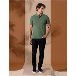 Haki Slim Fit Polo Yaka Basic Tişört