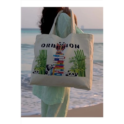 orberion Panda Baskılı Kadın Plaj Çantası ORB-0022