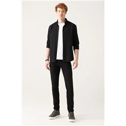 Avva Erkek Siyah Eskitme Yıkamalı Likralı Slim Fit Jean Pantolon E003512